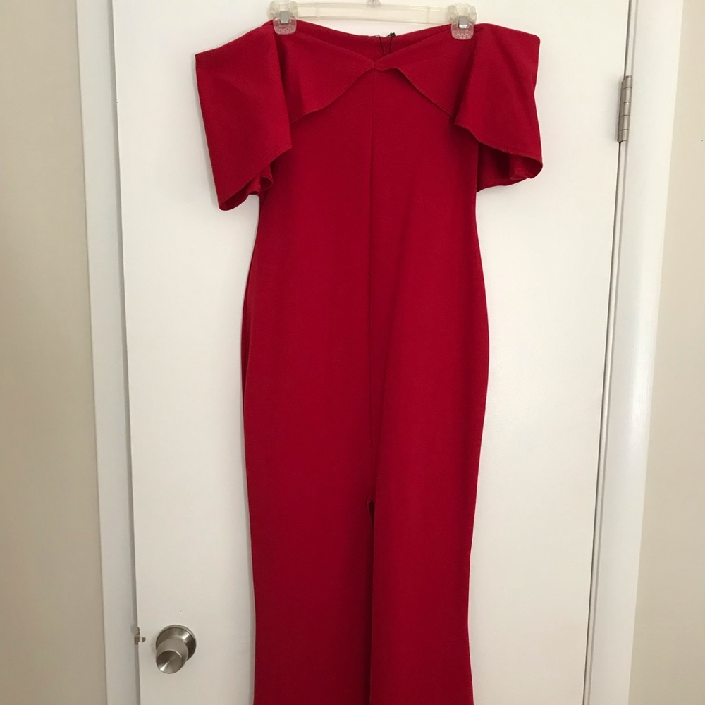 Boohoo off shoulder maxi with slit